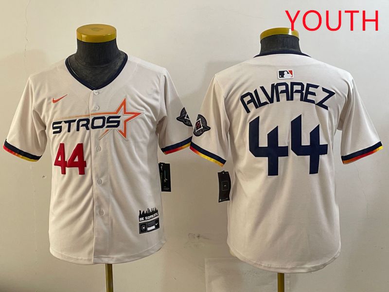 Youth Houston Astros 44 Alvarez Cream Three generations Joint Name 2025 Nike MLB Jersey style 4111
